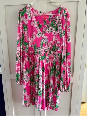 Lilly Pulitzer Hot Pink Floral V-neck dress